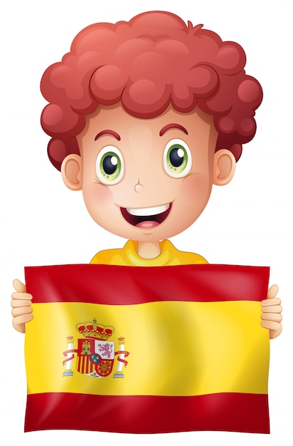 Vector un niño con bandera española