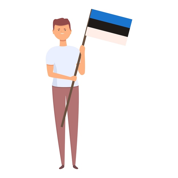 Vector niño con bandera de estonia icono vector de dibujos animados mundo infantil chico lindo