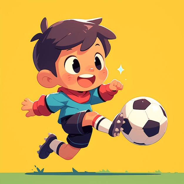 Un niño de Barcelona hace malabarismos con una pelota de fútbol al estilo de los dibujos animados