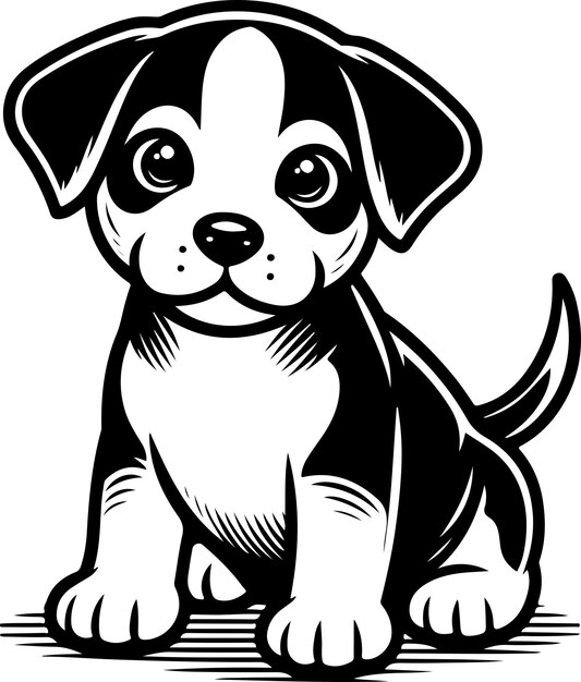 Vector el niño cachorro lindo contorno negro estilo de dibujos animados ilustración vectorial libro de colorear