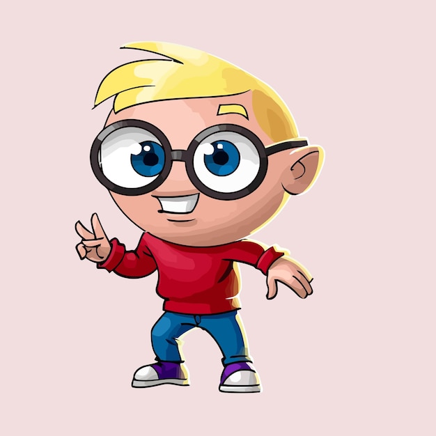 niño, caricatura, vector, ilustración