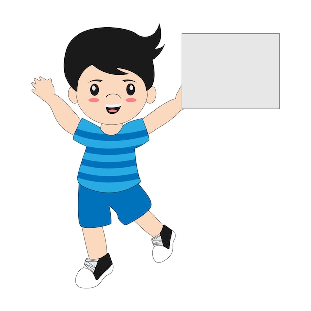 Un niño con un cartel en blanco