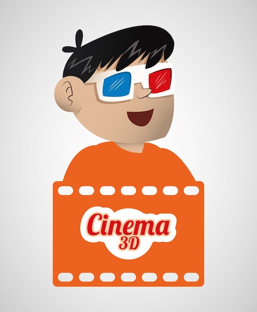 Vector niño cine 3d gafas banner