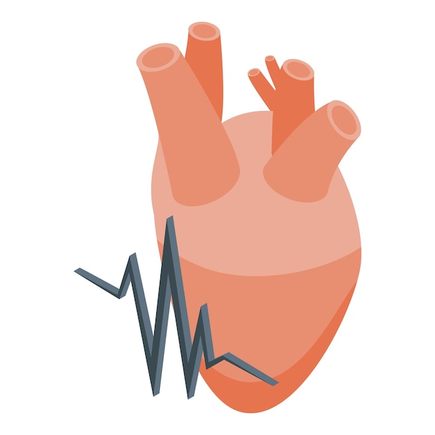 Niño corazón palpitación icono vector isométrico Ataque salud Dolor en el pecho