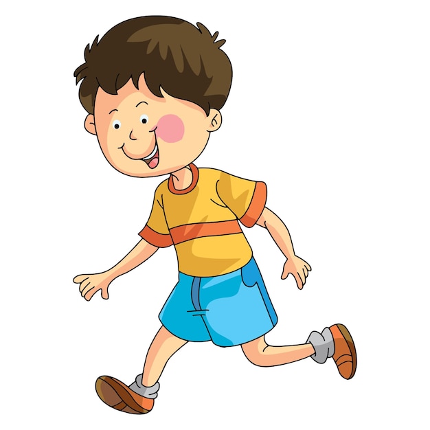 Niño corriendo aislado en fondo blanco