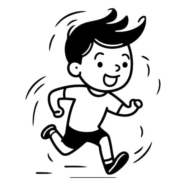 Niño corriendo con camiseta roja y pantalones cortos