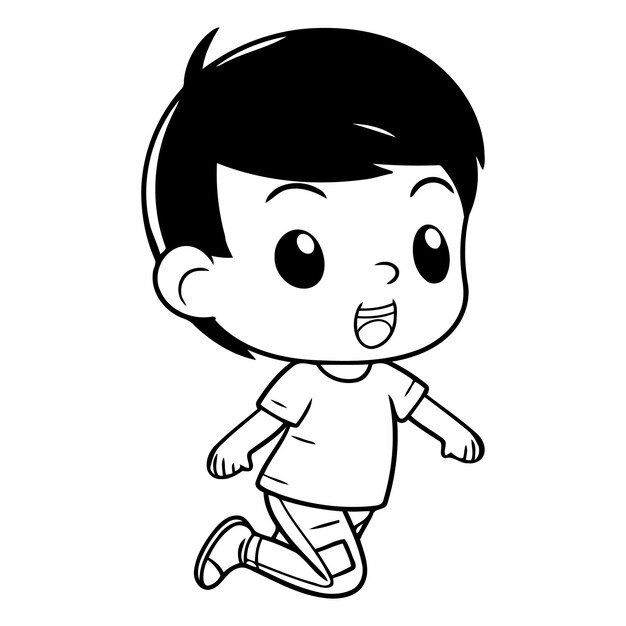 Niño corriendo personaje de dibujos animados diseño de ilustración vectorial xA