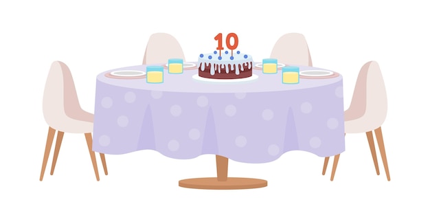 Niño cumpleaños tablero festivo semi plano color vector objeto. Artículo de tamaño completo en blanco. elemento interior. Parte de la disposición de la casa ilustración de estilo de dibujos animados simple para diseño gráfico web y animación