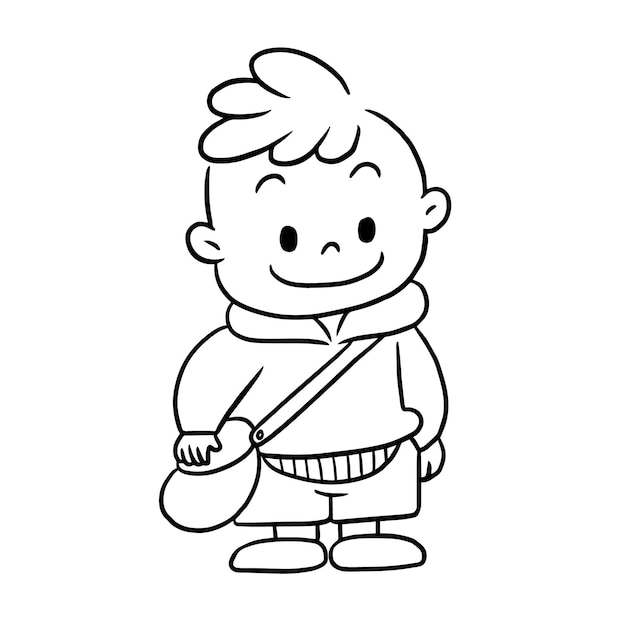 Niño dibujos animados garabato kawaii anime para colorear página linda ilustración dibujo clipart personaje chibi hombre