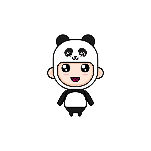 Niño de dibujos animados lindo con traje de panda