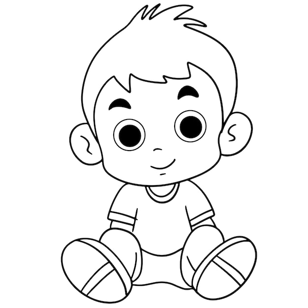 un niño de dibujos animados sentado en el suelo