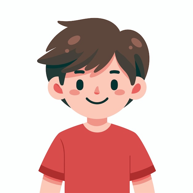 Niño de dibujos animados sonriente con camisa roja