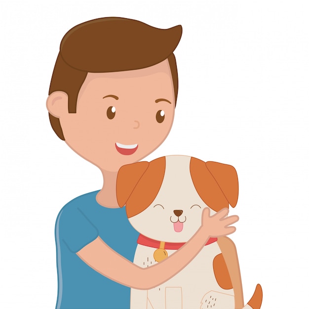 Vector niño con diseño de dibujos animados de perro