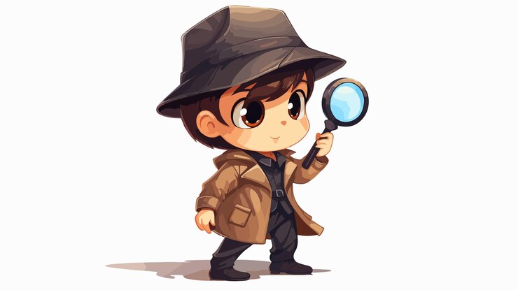 Vector niño con disfraz de detective sosteniendo una lupa