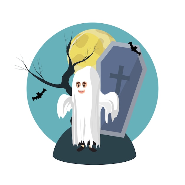 Niño disfrazado de fantasma