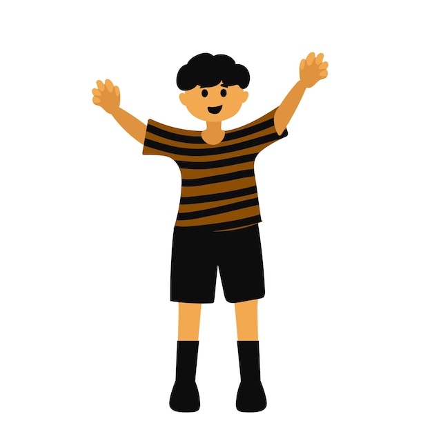 Niño disfrazado de Halloween Disfraz de miércoles El personaje está aislado en un fondo blanco Ilustración vectorial Estilo plano