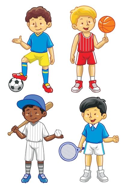 Niño en diversas actividades deportivas