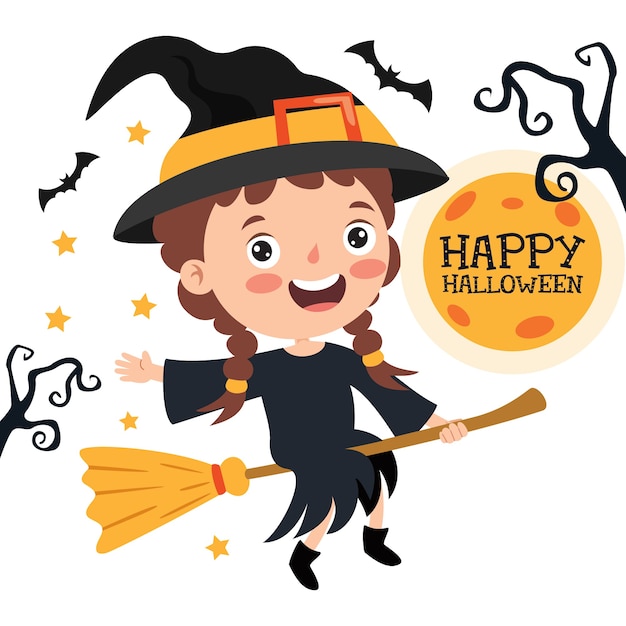 Niño divertido feliz celebrando Halloween
