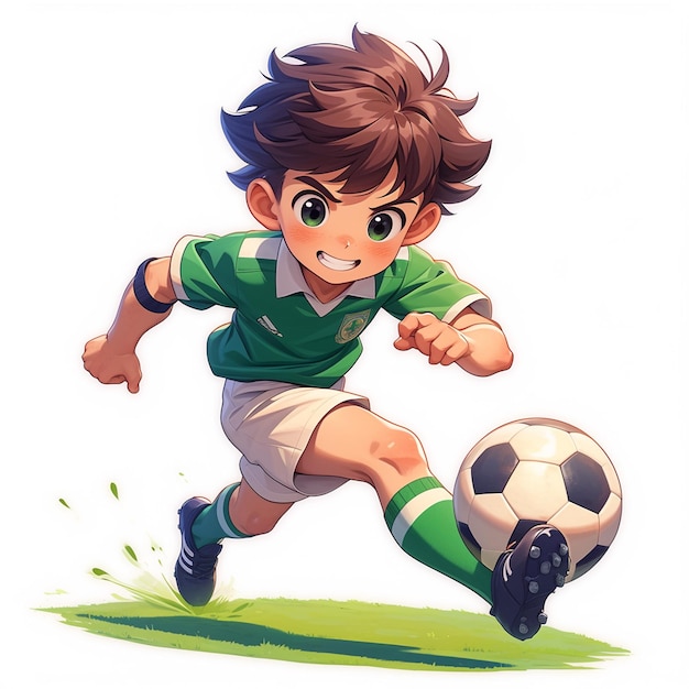 Vector un niño de dublín juega al fútbol gaélico al estilo de los dibujos animados