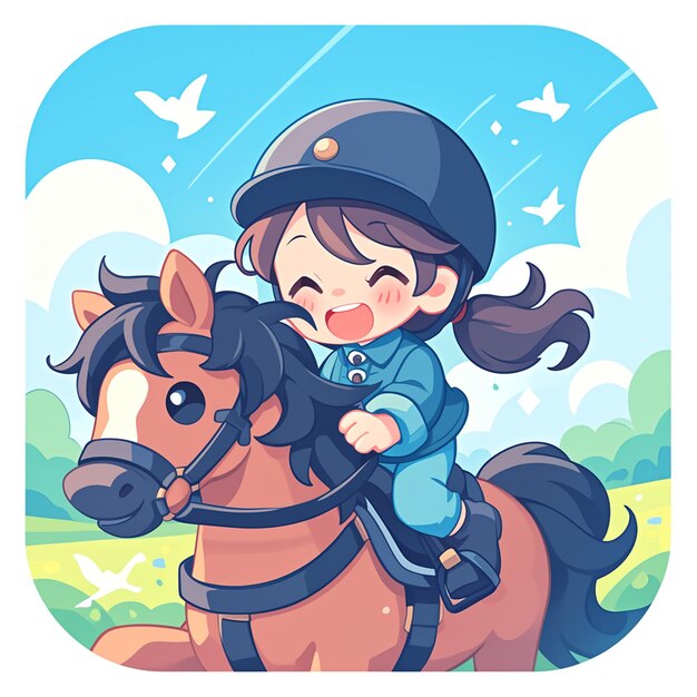 Vector un niño de dublín monta un caballo al estilo de los dibujos animados