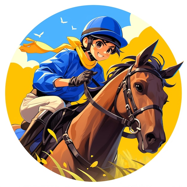 Vector un niño de dublín monta un caballo al estilo de los dibujos animados