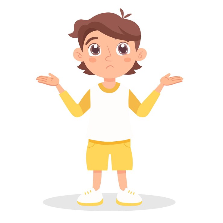 Vector niño con emoción triste ilustración vectorial de dibujos animados plana aislada sobre fondo blanco