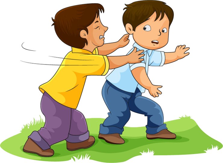 Vector niño, empujar, otro, niño, vector, ilustración