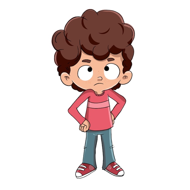Niño enojado encogiéndose de hombros