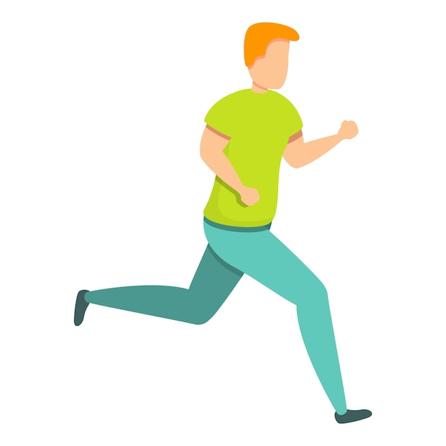 Niño, entrenamiento, funcionamiento, icono, caricatura, de, niño, entrenamiento, funcionamiento, vector, icono, para, diseño telaraña, aislado, blanco, plano de fondo