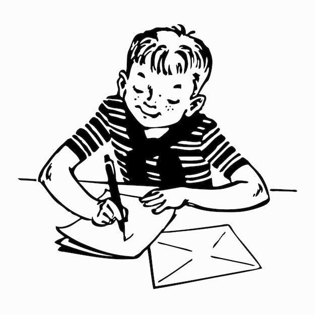 Vector niño escribiendo una carta