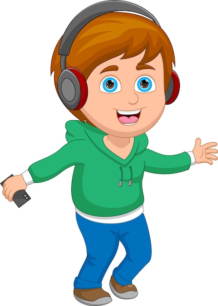 niño escuchando música con auriculares