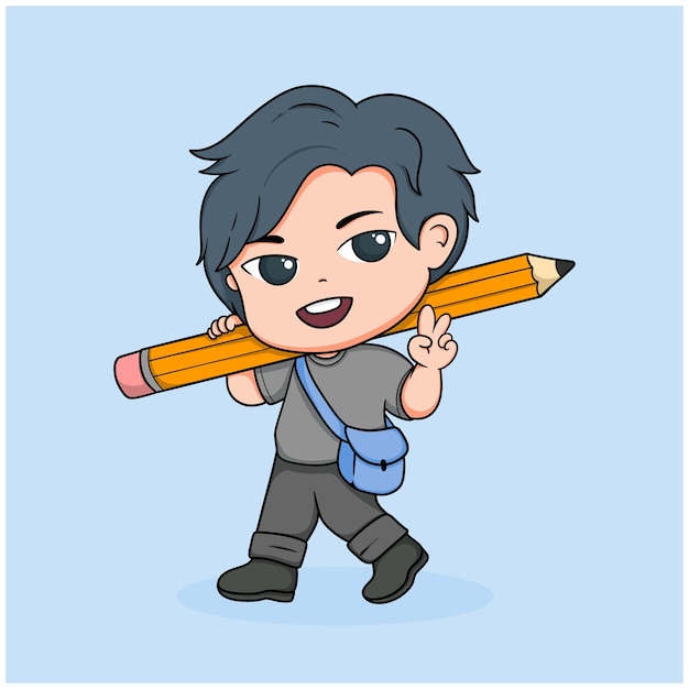 niño de la escuela chibi dibujos animados