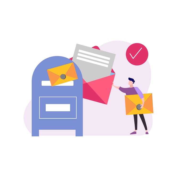 Vector un niño está enviando correo en un buzón