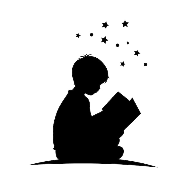 El niño está leyendo un libro silueta amor leer niños leyendo libros.