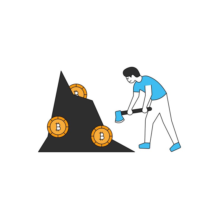 Vector el niño está minando bitcoin.