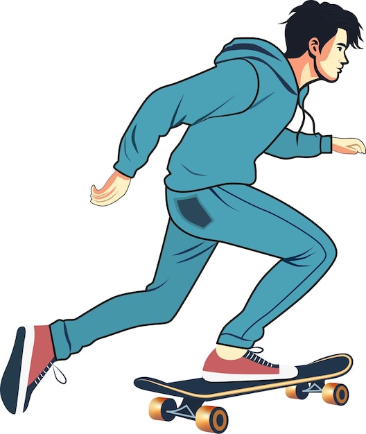 un niño está montando una patineta