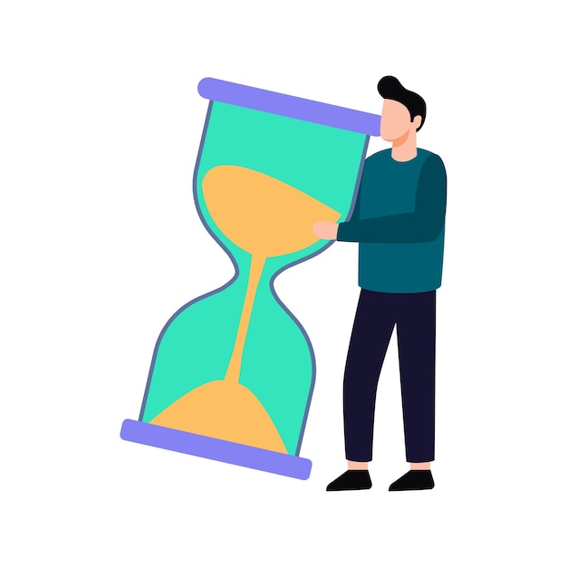 El niño está sosteniendo un reloj de arena.