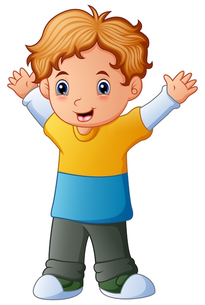 Niño feliz, caricatura