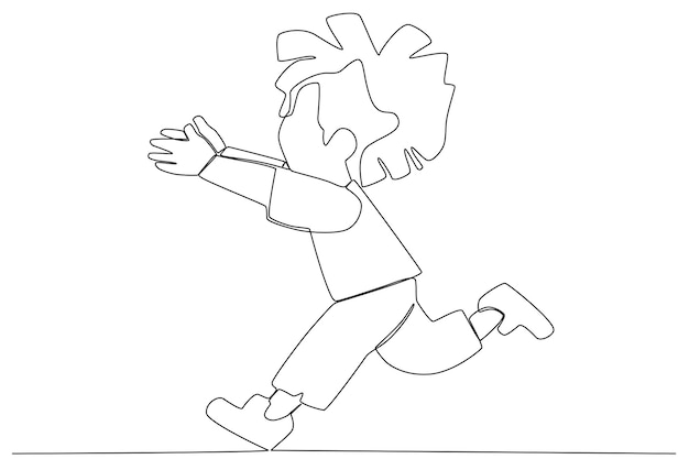 Un niño feliz corriendo hacia sus padres para la ilustración del día del niño.