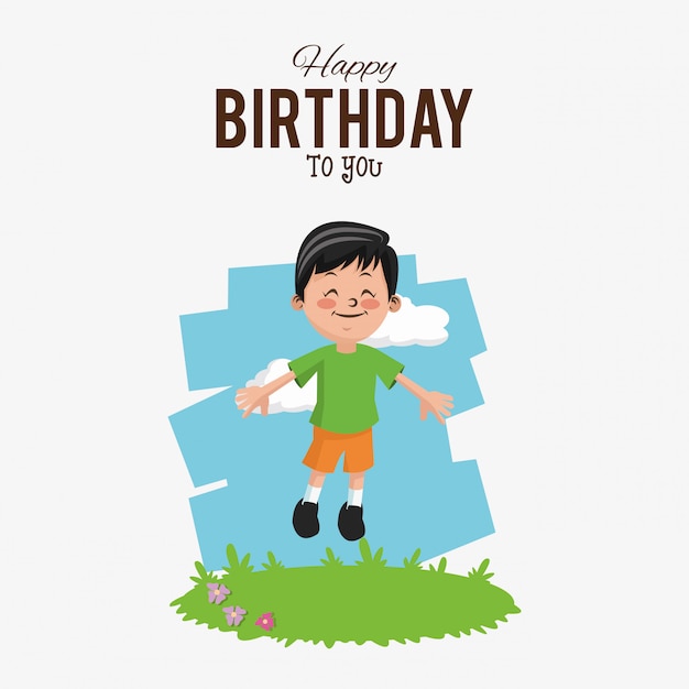 niño con feliz cumpleaños relacionados con la imagen de los iconos