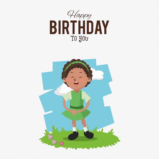 Niño con feliz cumpleaños relacionados con la imagen de los iconos