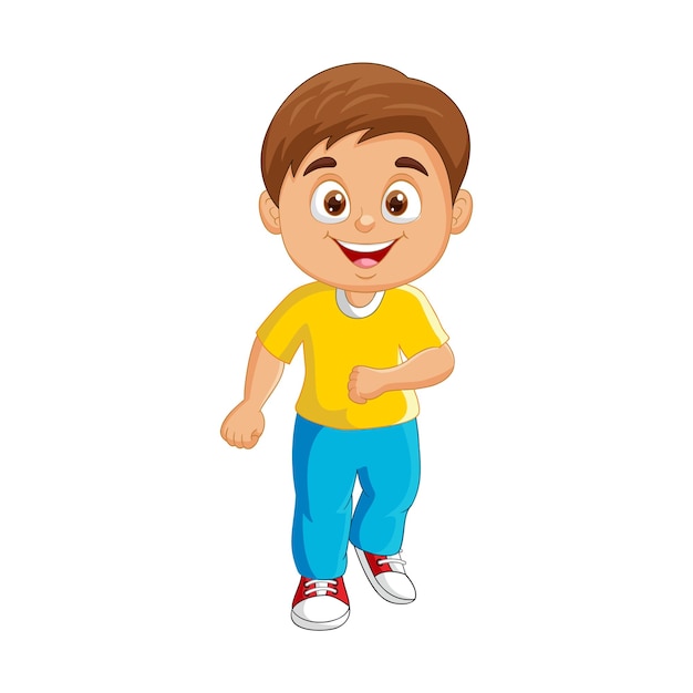 Niño feliz de dibujos animados vector corriendo