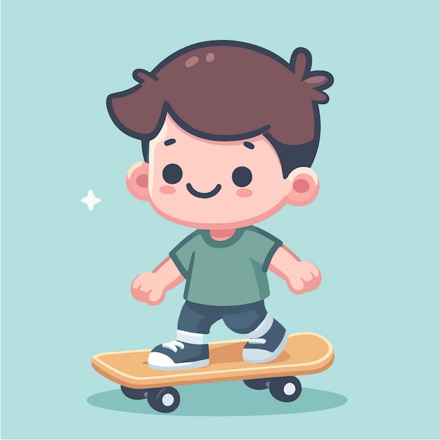 un niño feliz patinando con confianza