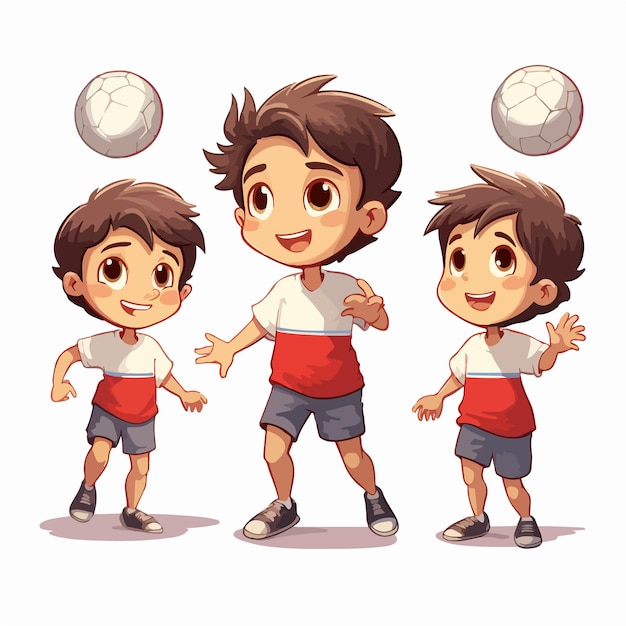 Vector niño feliz con una pelota de voleibol en la mano ilustración vectorial diseño plano