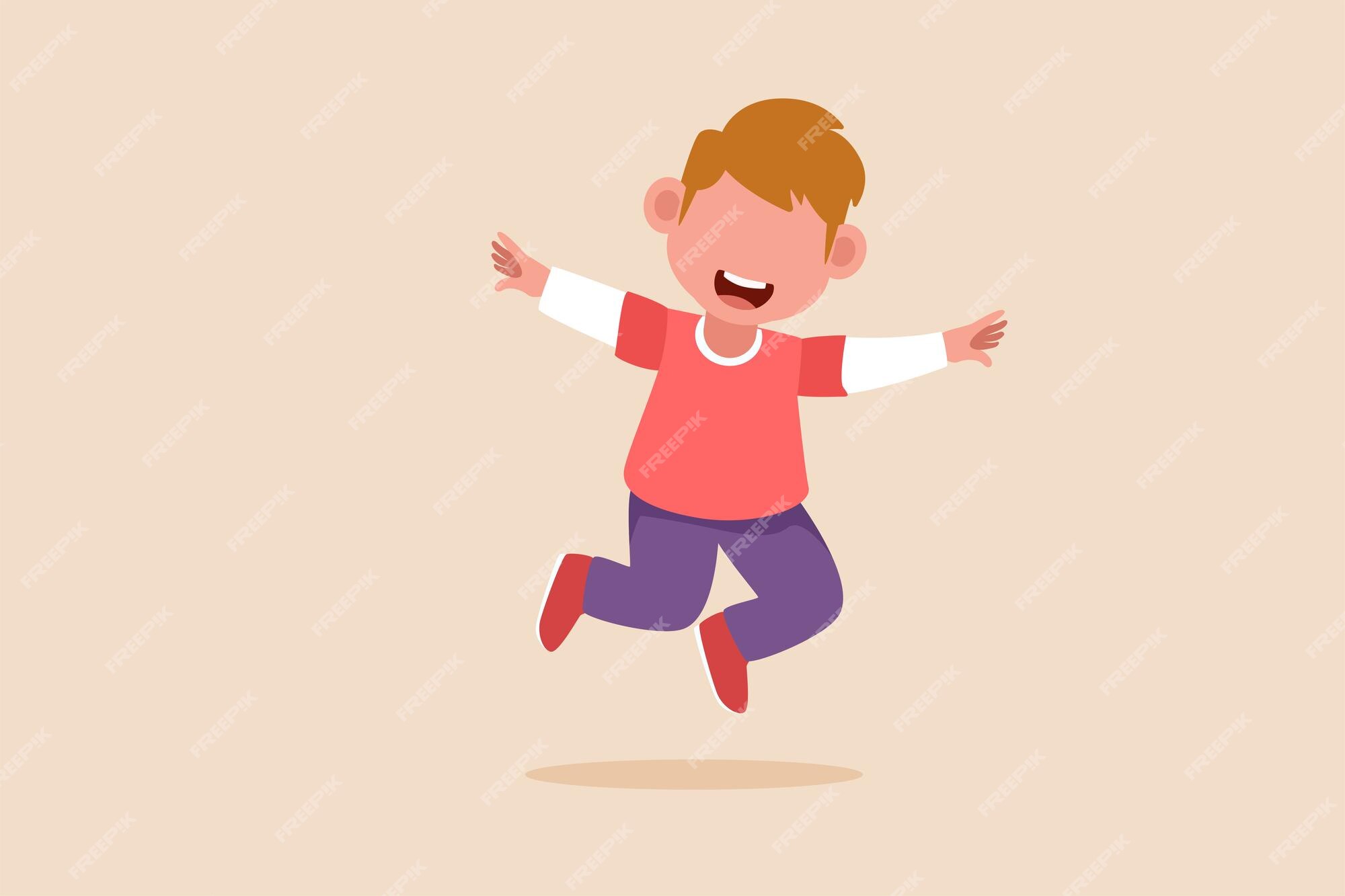 Niño feliz salta y vuela anima el concepto de pose ilustraciones vectoriales planas aisladas | Vector Premium Niño feliz salta y vuela anima el concepto de pose ilustraciones vectoriales planas aisladas | Vector Premium