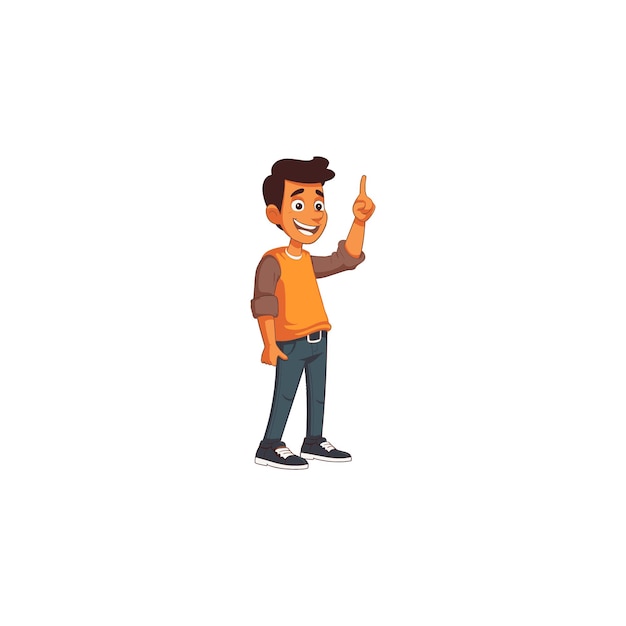 niño feliz señalando algo con la mano