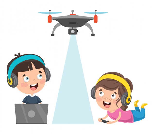 Niño feliz usando tecnología