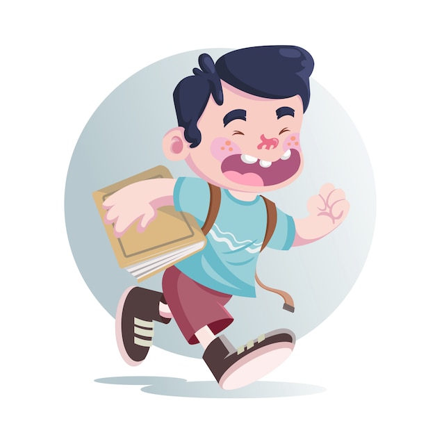 niño feliz yendo a la escuela