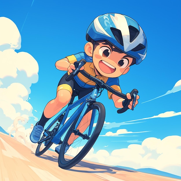 Vector un niño de fort wayne hace carreras de ciclocross al estilo de dibujos animados