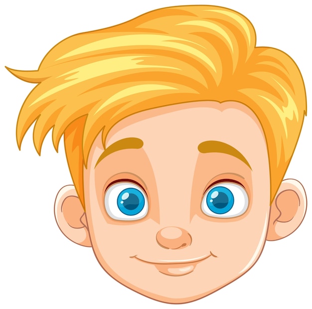 Vector niño guapo con cabello amarillo y ojos azules